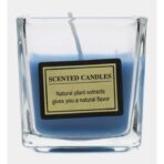 Lumanare Parfumata, Embo, Model Pahar Transparent, cu Ulei Esential, 4.8 x 5.4 x 5.5 cm, Aroma de Frezie, Albastru - imagine 2