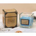 Lumanare Parfumata, Embo, Model Pahar Transparent, cu Ulei Esential, 4.8 x 5.4 x 5.5 cm, Aroma de Frezie, Albastru - imagine 4