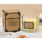 Lumanare Parfumata, Embo, Model Pahar Transparent, cu Ulei Esential, 4.8 x 5.4 x 5.5 cm, Aroma de Kaki Japonez, Galben - imagine 2