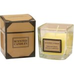 Lumanare Parfumata, Embo, Model Pahar Transparent, cu Ulei Esential, 4.8 x 5.4 x 5.5 cm, Aroma de Kaki Japonez, Galben