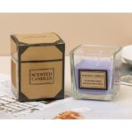 Lumanare Parfumata, Embo, Model Pahar Transparent, cu Ulei Esential, 4.8 x 5.4 x 5.5 cm, Aroma de Lavanda, Mov - imagine 2
