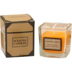 Lumanare Parfumata, Embo, Model Pahar Transparent, cu Ulei Esential, 4.8 x 5.4 x 5.5 cm, Aroma de Portocala, Portocaliu