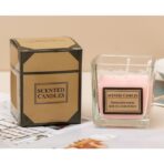 Lumanare Parfumata, Embo, Model Pahar Transparent, cu Ulei Esential, 4.8 x 5.4 x 5.5 cm, Aroma de Trandafir, Roz pal - imagine 2