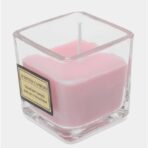 Lumanare Parfumata, Embo, Model Pahar Transparent, cu Ulei Esential, 4.8 x 5.4 x 5.5 cm, Aroma de Trandafir, Roz pal - imagine 3