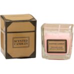 Lumanare Parfumata, Embo, Model Pahar Transparent, cu Ulei Esential, 4.8 x 5.4 x 5.5 cm, Aroma de Trandafir, Roz pal