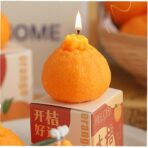 Lumanare Parfumata, Embo, Model Portocala Mica, Ardere 10h, 50 g, 5 x 5 cm, Parfum de Portocala, Portocaliu - imagine 2