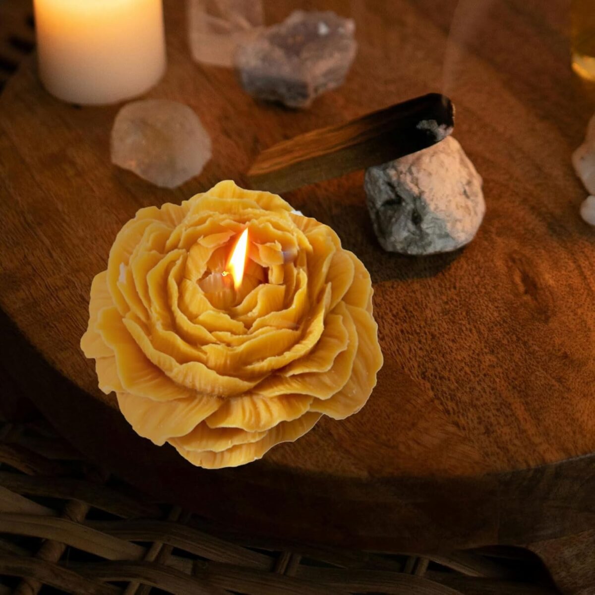 Lumanare Parfumata, Embo, Model Trandafir, Ardere 10h, 70 g, 7.5 x 3.5 cm, Parfum de Citrice, Portocaliu - imagine 2