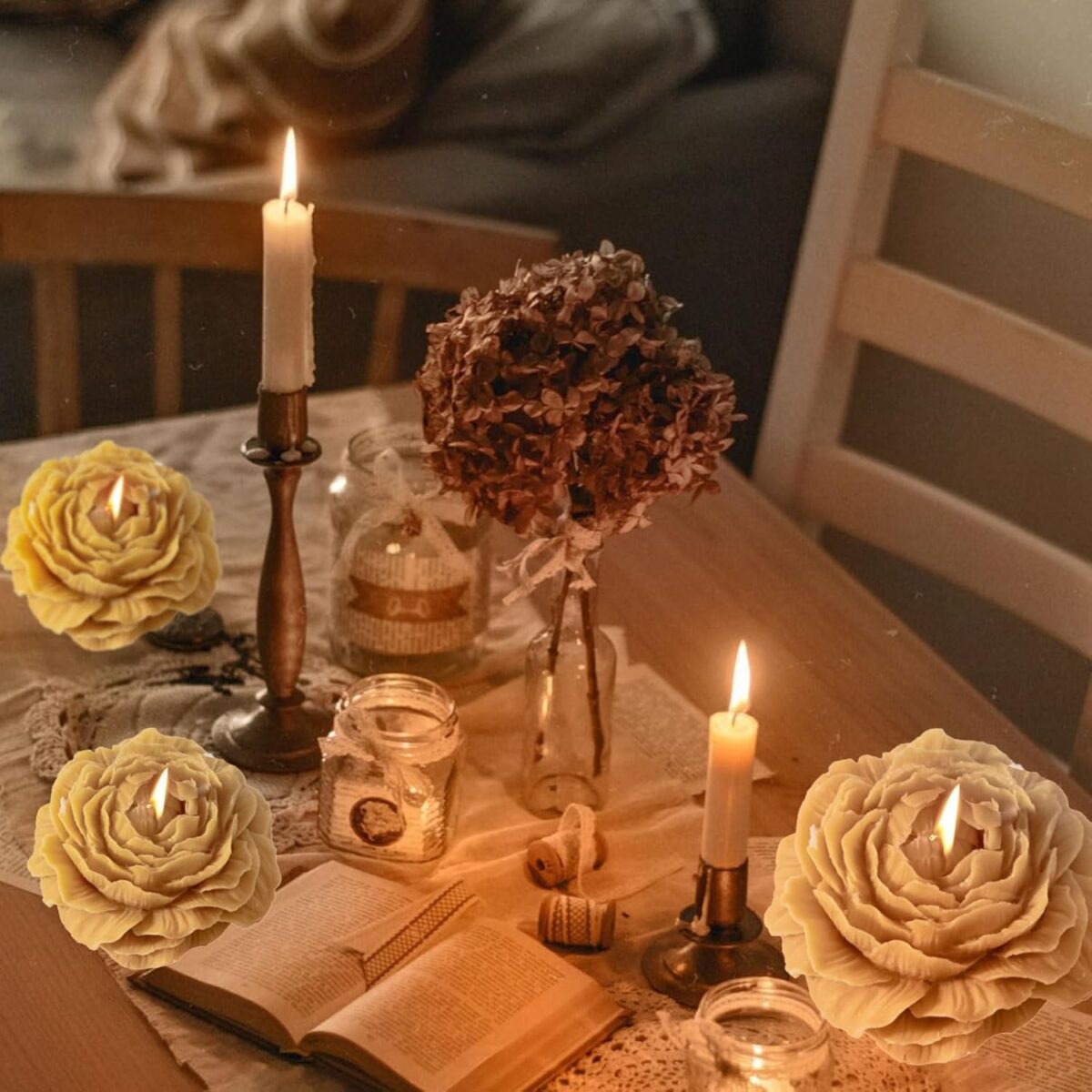 Lumanare Parfumata, Embo, Model Trandafir, Ardere 10h, 70 g, 7.5 x 3.5 cm, Parfum de Citrice, Portocaliu - imagine 4