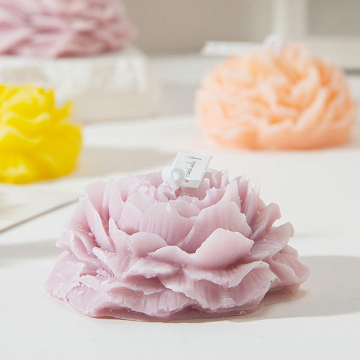 Lumanare Parfumata, Embo, Model Trandafir, Ardere 10h, 70 g, 7.5 x 3.5 cm, Parfum de Lavanda, Lila - imagine 2