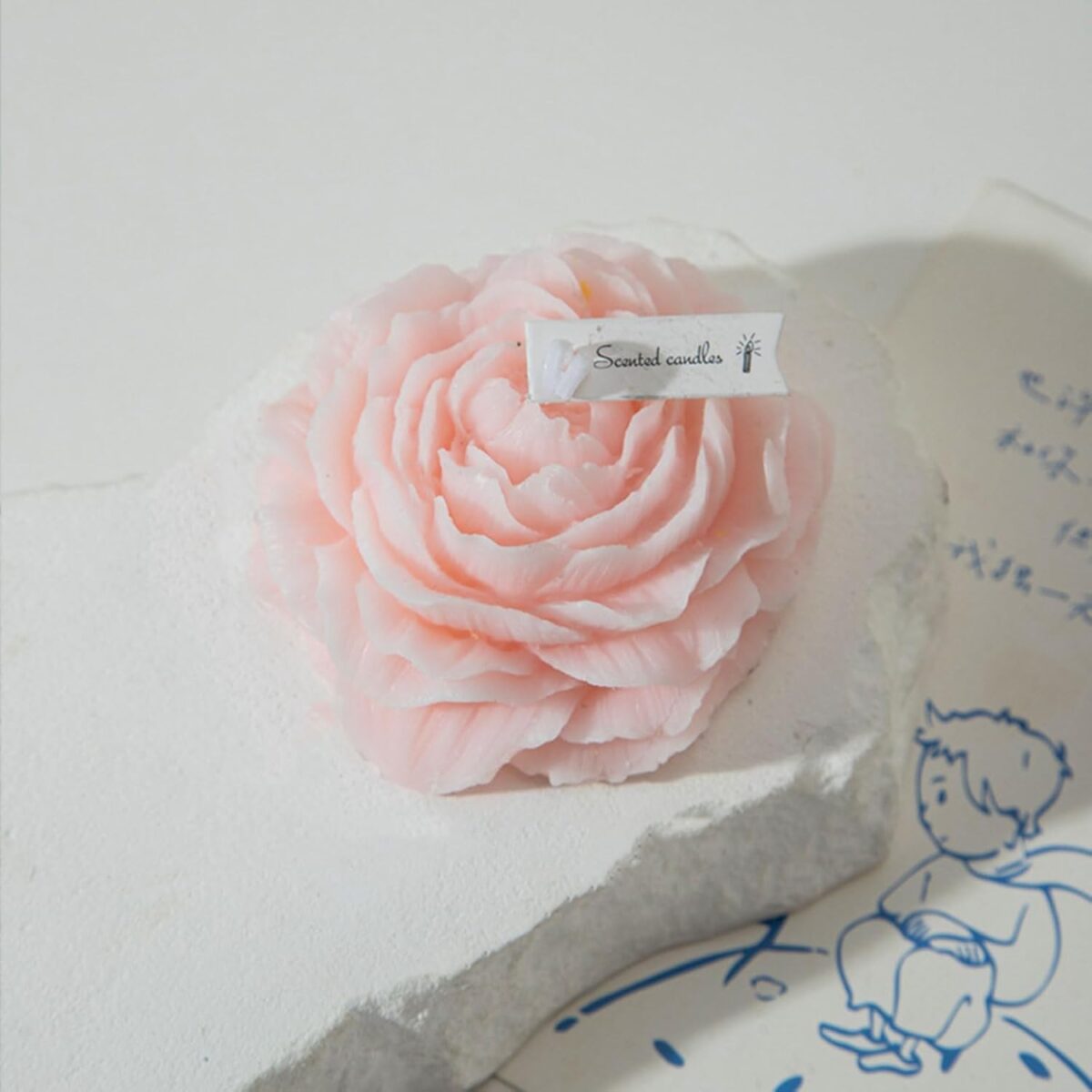 Lumanare Parfumata, Embo, Model Trandafir, Ardere 10h, 70 g, 7.5 x 3.5 cm, Parfum de Piersica, Roz Pal - imagine 3