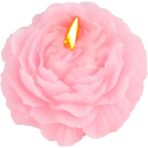 Lumanare Parfumata, Embo, Model Trandafir, Ardere 10h, 70 g, 7.5 x 3.5 cm, Parfum de Piersica, Roz Pal