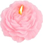 Lumanare Parfumata, Embo, Model Trandafir, Ardere 10h, 70 g, 7.5 x 3.5 cm, Parfum de Piersica, Roz Pal