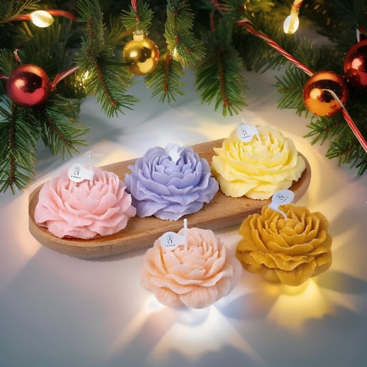 Lumanare Parfumata, Embo, Model Trandafir, Ardere 10h, 70 g, 7.5 x 3.5 cm, Parfum de Piersica, Roz Pal - imagine 6