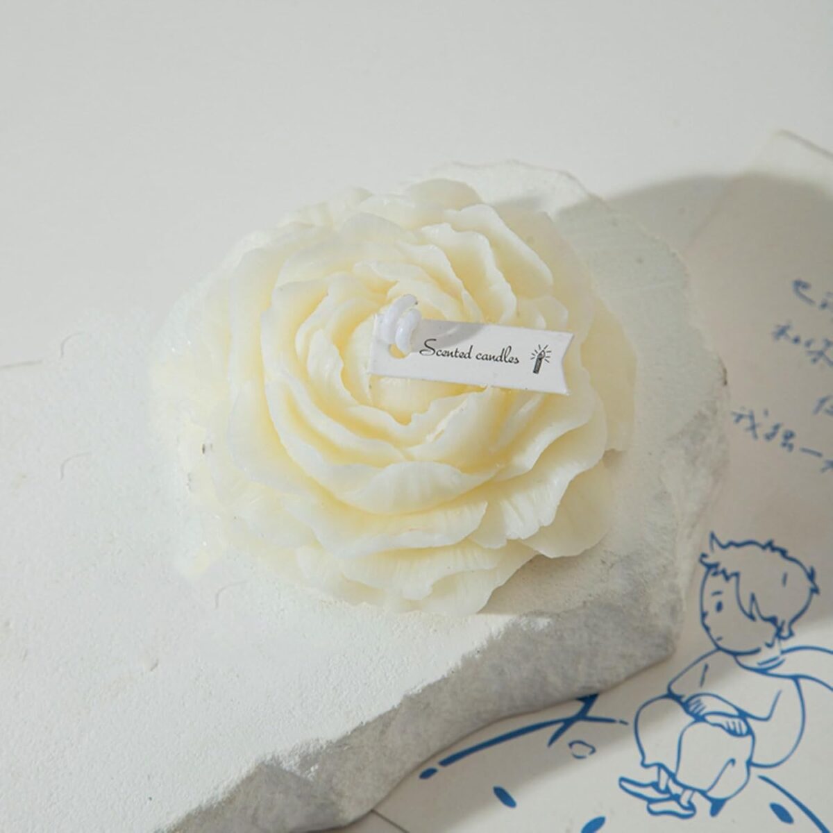 Lumanare Parfumata, Embo, Model Trandafir, Ardere 10h, 70 g, 7.5 x 3.5 cm, Parfum de Tuberoza, Alb - imagine 2