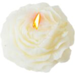 Lumanare Parfumata, Embo, Model Trandafir, Ardere 10h, 70 g, 7.5 x 3.5 cm, Parfum de Tuberoza, Alb