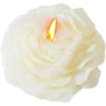 Lumanare Parfumata, Embo, Model Trandafir, Ardere 10h, 70 g, 7.5 x 3.5 cm, Parfum de Tuberoza, Alb