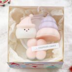 Lumanari Parfumate de Craciun, Embo, Gift Box Set cu 3 Lumanari Aromaterapie, 11 x 11 x 7.5 cm, Roz - imagine 2
