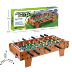 Masa de Fotbal cu Teren, Embo, cu Picioare Scurte, 8 Manere, Tablou de Scor, 64 x 20 x 47 cm, din Lemn/Otel/ABS, Maro - imagine 3