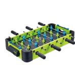 Masa de fotbal cu teren si 18 jucatori Embo, 6 manere, cu Tablou Scor, din Metal si ABS, 51 x 44 x 17.5 cm, Design Multicolor, pentru copii/adulti, verde