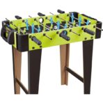 Masa de fotbal cu teren si 18 jucatori Embo, 6 manere, cu Tablou Scor, din Metal si ABS, 70 x 59 x 64 cm, Design Multicolor, pentru copii/adulti, verde