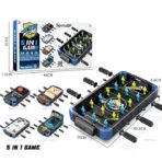 Masa de Joc 5in1  Embo, cu Teren Schimbabil de Fotbal, Basket, Bowling, Curling si Hockey, cu Tablou Scor, din ABS, 49.8x26x6.6 cm, Design Multicolor, pentru Copii/ Adulti - imagine 2