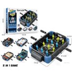 Masa de Joc 5in1  Embo, cu Teren Schimbabil de Fotbal, Basket, Bowling, Curling si Hockey, cu Tablou Scor, din ABS, 47.5x32x8.5 cm, Design Multicolor, pentru Copii/ Adulti - imagine 2