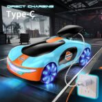 Masinuta Smart, Embo, cu Telecomanda si Controller prin Gesturi/Wireless, Lumini/Sunet/Abur, Reincarcabila, 24x12,4x7,1 cm, Statie de Incarcare EV, Albastru/Portocaliu - imagine 5