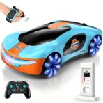 Masinuta Smart, Embo, cu Telecomanda si Controller prin Gesturi/Wireless, Lumini/Sunet/Abur, Reincarcabila, 24x12,4x7,1 cm, Statie de Incarcare EV, Albastru/Portocaliu