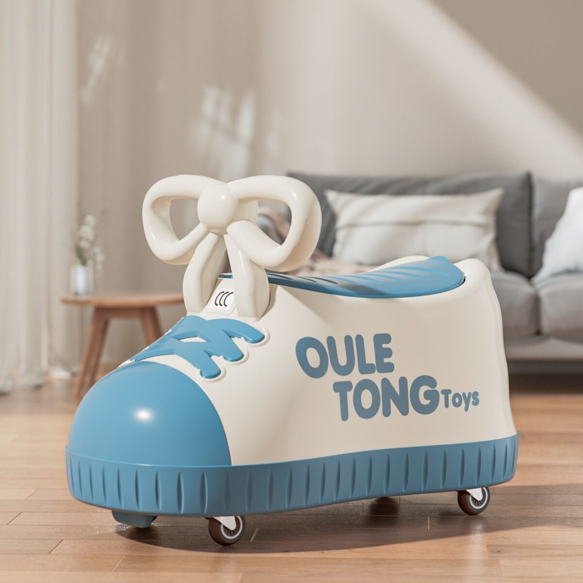 Masina pentru Copii, Embo, Model Pantof, 4 Roti, 1-6 ani, Cutie de Depozitare, din ABS, 48 x 27 x 34 cm, Albastru - imagine 4