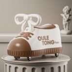 Masina pentru Copii, Embo, Model Pantof, 4 Roti, 1-6 ani, Cutie de Depozitare, din ABS, 48 x 27 x 34 cm, Maro - imagine 8