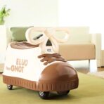 Masina pentru Copii, Embo, Model Pantof, 4 Roti, 1-6 ani, Cutie de Depozitare, din ABS, 48 x 27 x 34 cm, Maro - imagine 9