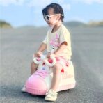 Masina pentru Copii, Embo, Model Pantof, 4 Roti, 1-6 ani, Cutie de Depozitare, din ABS, 48 x 27 x 34 cm, Roz - imagine 3