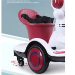 Masinuta electrica cu telecomanda pentru copii, Embo, roti spate rotire 360, curea siguranta, lumini si sunete, self control si prin telecomanda, cu pedale de acceleratie si frana, visiniu - imagine 4