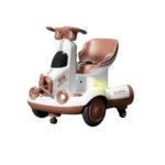 Masinuta Electrica, Embo, pe 4 Roti, cu Telecomanda, Lumini Led si Muzica, +2 ani, Inaltime Reglabila, Maro