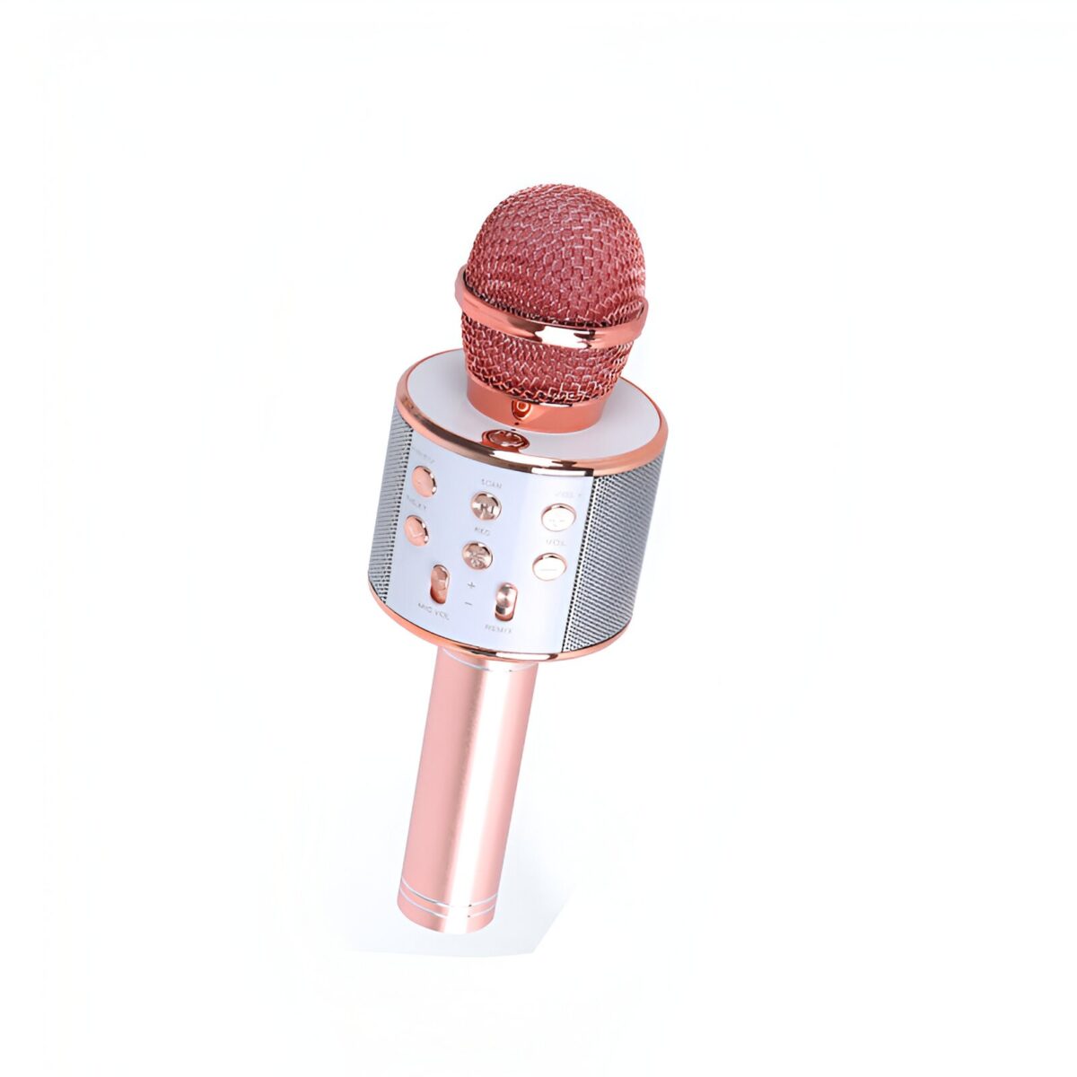 Microfon Karaoke, Embo, pentru Copii, Bluetooth, Boxa Incorporata, Compatibil cu Orice Smartphone, Acumulator Integrat, Multifunctional, Rose Gold - imagine 3