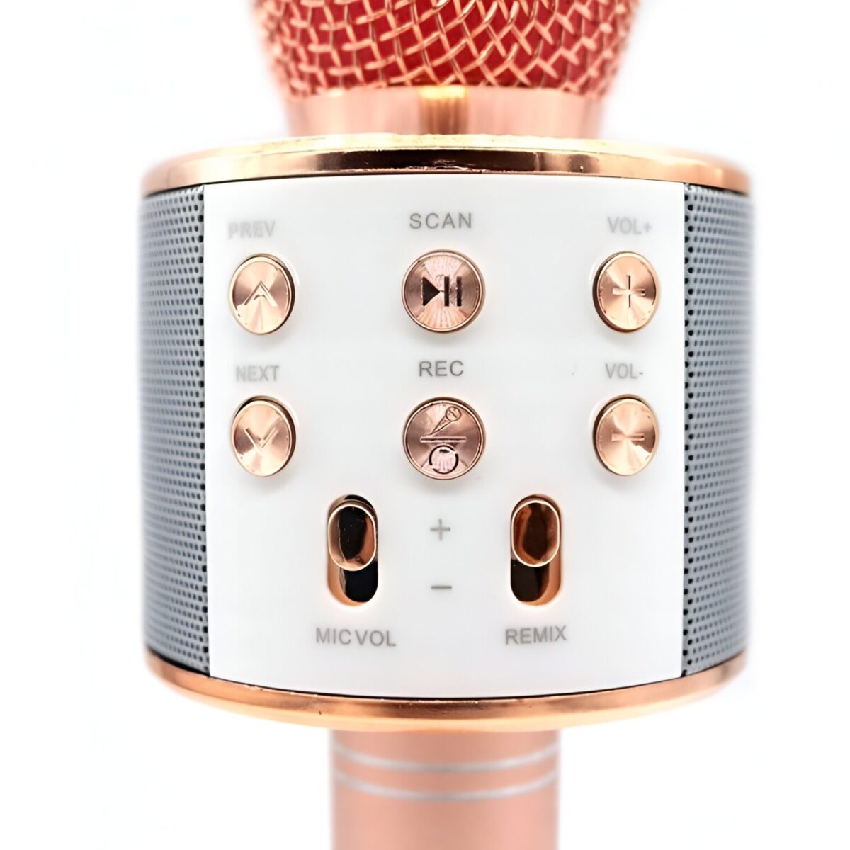 Microfon Karaoke, Embo, pentru Copii, Bluetooth, Boxa Incorporata, Compatibil cu Orice Smartphone, Acumulator Integrat, Multifunctional, Rose Gold - imagine 4