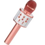 Microfon Karaoke, Embo, pentru Copii, Bluetooth, Boxa Incorporata, Compatibil cu Orice Smartphone, Acumulator Integrat, Multifunctional, Rose Gold