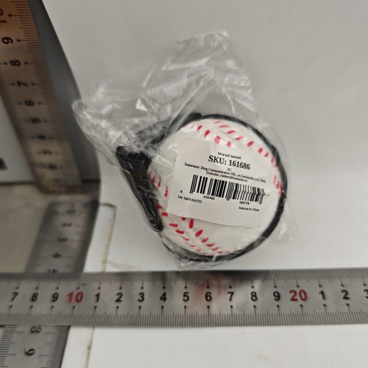 Minge Saltareata Hiperelastica, Embo, Model Minge de Baseball cu Fixare de Mana, Space Moon Ball foarte Elastica, Antistress pentru Copii, Diametru 66 mm, Alb - imagine 3