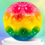 Minge Saltareata Hiperelastica, Embo, Space Moon Ball foarte Elastica, Antistress pentru Copii, Diametru 66 mm, Multicolor Galben - imagine 2