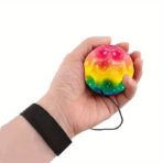 Minge Saltareata Hiperelastica, Embo, Space Moon Ball foarte Elastica, Antistress pentru Copii, Diametru 66 mm, Multicolor Galben - imagine 3