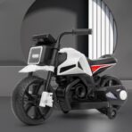 Motocicleta Electrica cu 2 Roti Mari si 2 Roti Ajutatoare, Embo, Acumulator Incarcare, Anti-Rasturnare, Lumini, Muzica, Motor:380, Baterie 6V4.5, 41.5x70x34 cm, 4.5 Kg, 3 Ani+, Alb Negru - imagine 5
