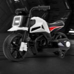 Motocicleta Electrica cu 2 Roti Mari si 2 Roti Ajutatoare, Embo, Acumulator Incarcare, Anti-Rasturnare, Lumini, Muzica, Motor:380, Baterie 6V4.5, 41.5x70x34 cm, 4.5 Kg, 3 Ani+, Alb Negru - imagine 8