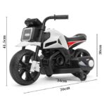 Motocicleta Electrica cu 2 Roti Mari si 2 Roti Ajutatoare, Embo, Acumulator Incarcare, Anti-Rasturnare, Lumini, Muzica, Motor:380, Baterie 6V4.5, 41.5x70x34 cm, 4.5 Kg, 3 Ani+, Alb Negru - imagine 14