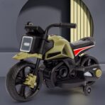 Motocicleta Electrica cu 2 Roti Mari si 2 Roti Ajutatoare, Embo, Acumulator Incarcare, Anti-Rasturnare, Lumini, Muzica, Motor:380, Baterie 6V4.5, 41.5x70x34 cm, 4.5 Kg, 3 Ani+, Verde Negru - imagine 5