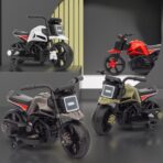 Motocicleta Electrica cu 2 Roti Mari si 2 Roti Ajutatoare, Embo, Acumulator Incarcare, Anti-Rasturnare, Lumini, Muzica, Motor:380, Baterie 6V4.5, 41.5x70x34 cm, 4.5 Kg, 3 Ani+, Verde Negru - imagine 6
