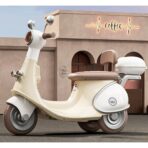 Motocicletă Electrică cu 3 Roți pentru Copii Embo, Anti-Răsturnare, Lumini și Sunete, Baterie 6V 7Ah, Telecomandă, 95×67×36 cm, Bej - imagine 4