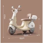 Motocicletă Electrică cu 3 Roți pentru Copii Embo, Anti-Răsturnare, Lumini și Sunete, Baterie 6V 7Ah, Telecomandă, 95×67×36 cm, Bej - imagine 8