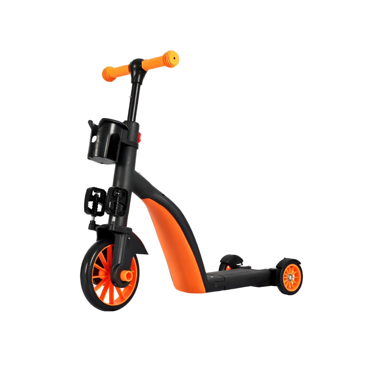 Bicicleta 8 in 1, Embo, Transformabila, Multifunctionala, Reglare Inaltime, cu Maner de Impingere Detasabil, Tricicleta, Trotineta, 3 Roti, Pedale, Cosulet, 3-6 Ani, Portocaliu - imagine 2