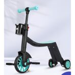 Bicicleta 8 in 1, Embo, Transformabila, Multifunctionala, Reglare Inaltime, cu Maner de Impingere Detasabil, Tricicleta, Trotineta, 3 Roti, Pedale, Cosulet, 3-6 Ani, Albastru - imagine 2