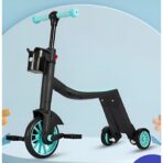 Bicicleta 8 in 1, Embo, Transformabila, Multifunctionala, Reglare Inaltime, cu Maner de Impingere Detasabil, Tricicleta, Trotineta, 3 Roti, Pedale, Cosulet, 3-6 Ani, Albastru - imagine 3